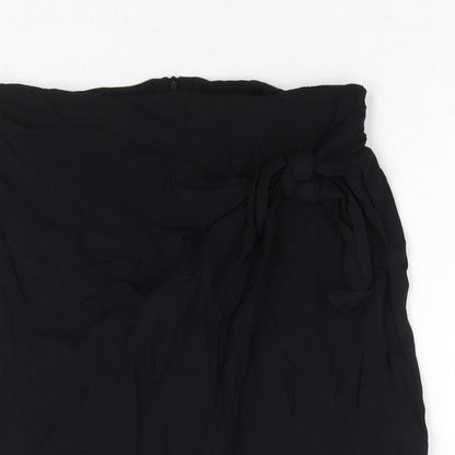 New Look Womens Black Viscose Wrap Skirt Zip - Faux Wrap