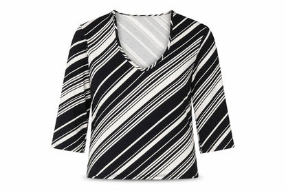 GANT Womens Black Striped Viscose Basic Blouse Size M V-Neck