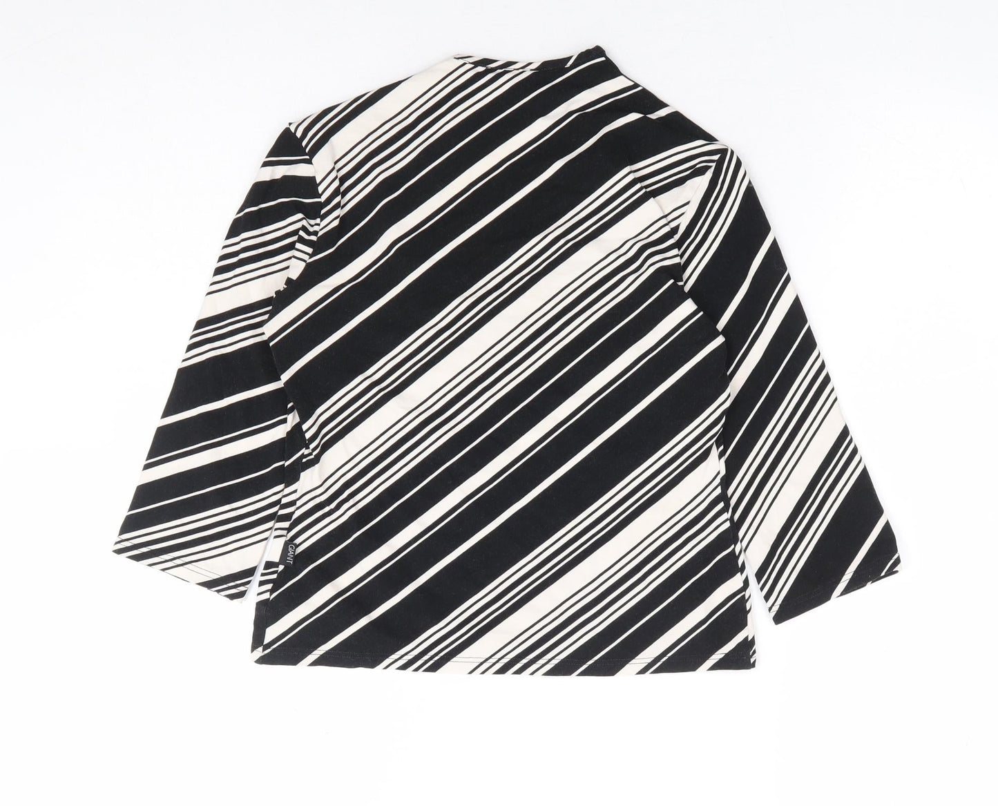 Giant Womens Black Striped Viscose Basic Blouse Size M V-Neck