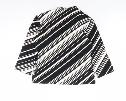Giant Womens Black Striped Viscose Basic Blouse Size M V-Neck