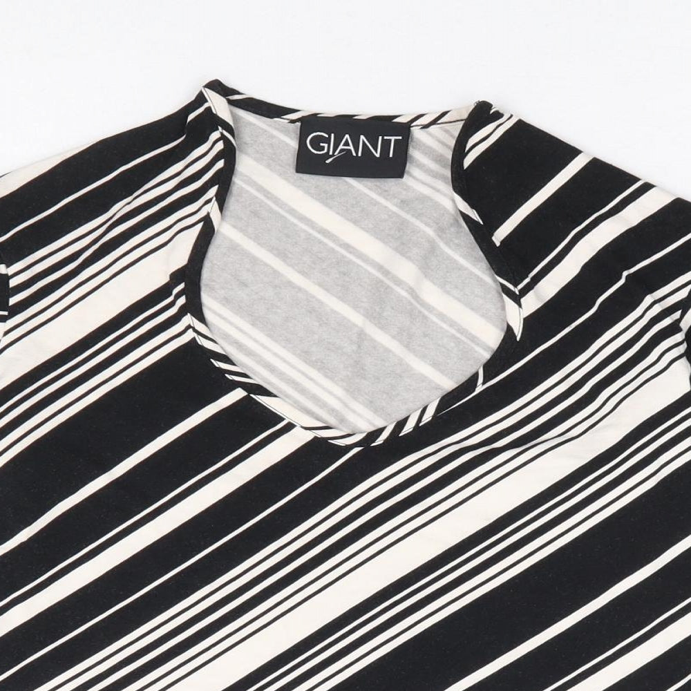 Giant Womens Black Striped Viscose Basic Blouse Size M V-Neck