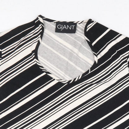 Giant Womens Black Striped Viscose Basic Blouse Size M V-Neck