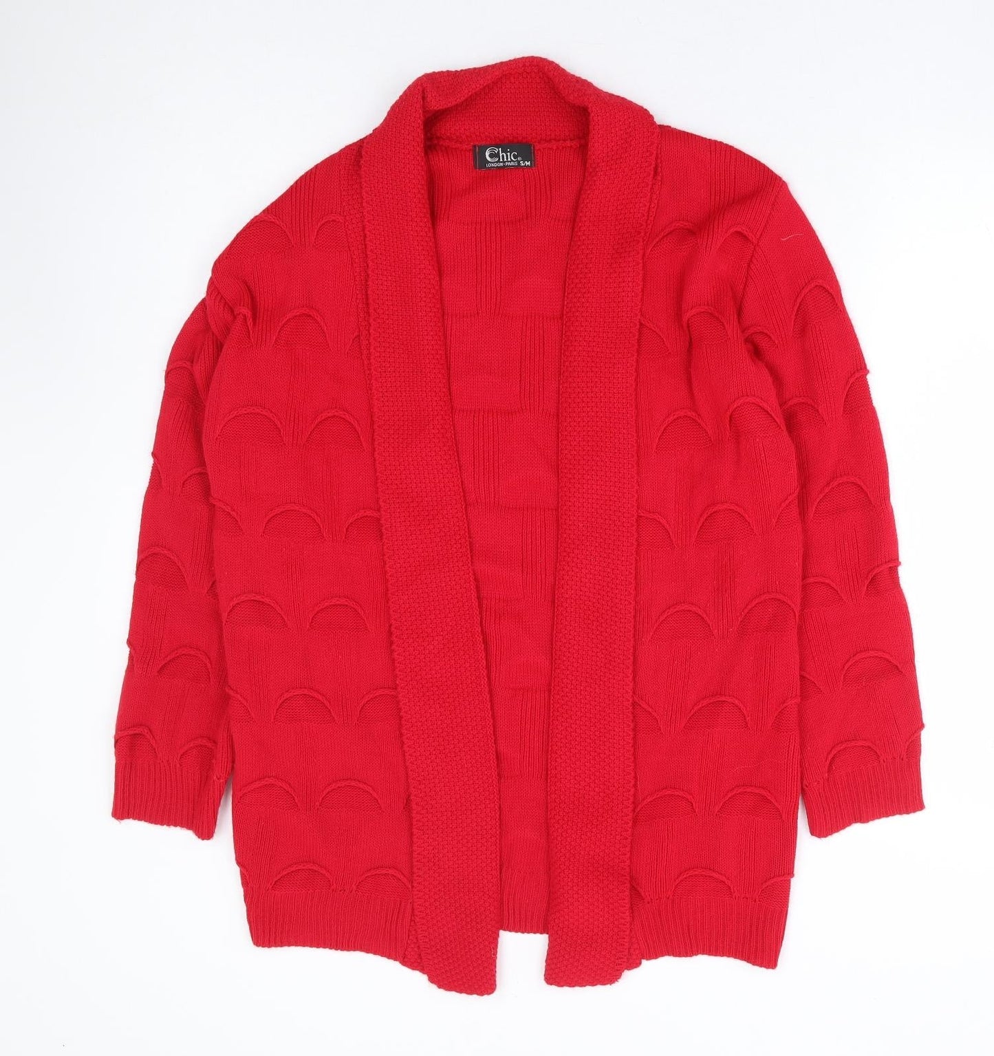 Womens UK Size S Chic Red Cardigan Jumper