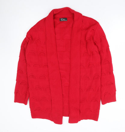Womens UK Size S Chic Red Cardigan Jumper