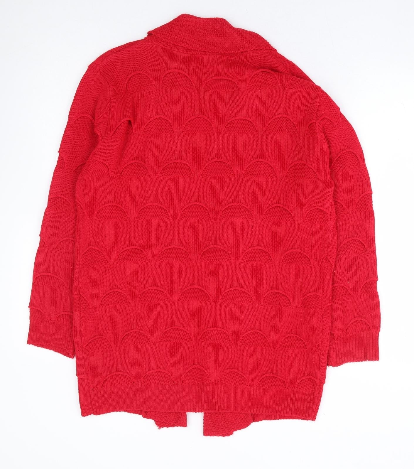 Womens UK Size S Chic Red Cardigan Jumper