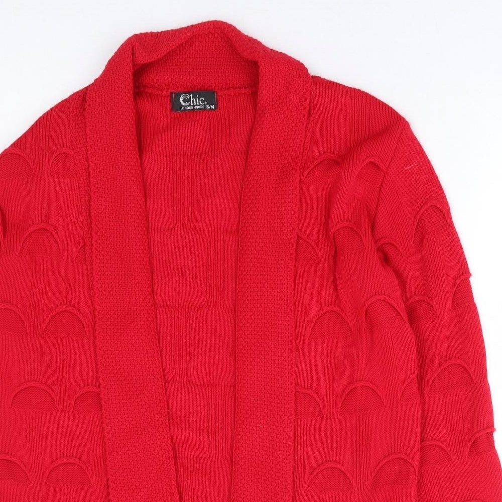 Womens UK Size S Chic Red Cardigan Jumper