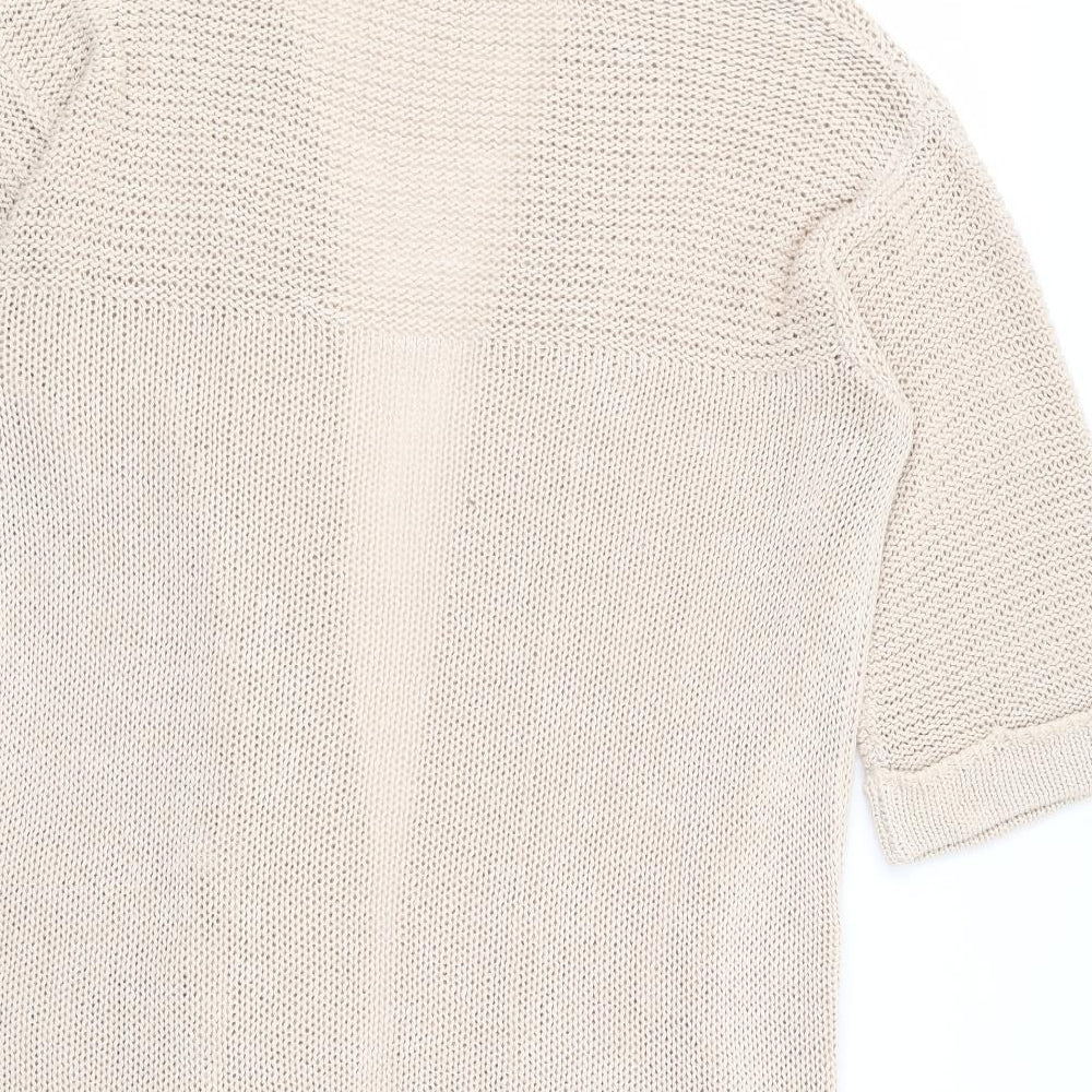 F&F Womens Beige V-Neck Acrylic Cardigan Jumper Size 10