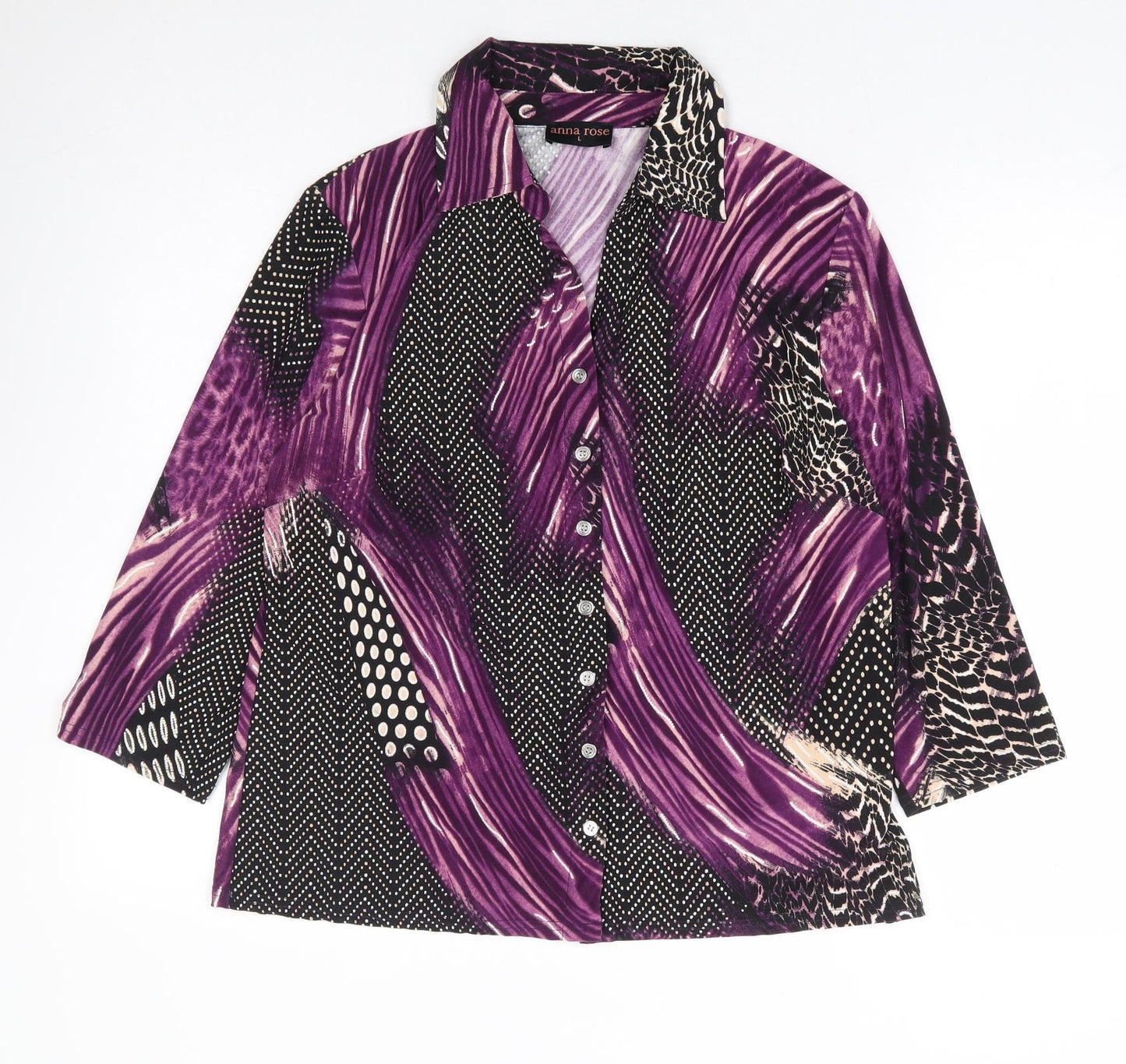Womens UK Size L Anna Rose Multicoloured Basic Button-Up