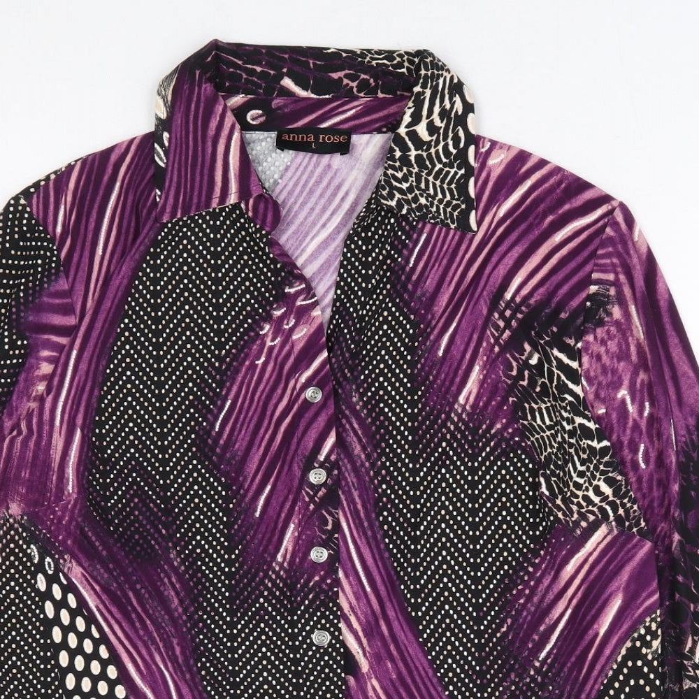 Womens UK Size L Anna Rose Multicoloured Basic Button-Up