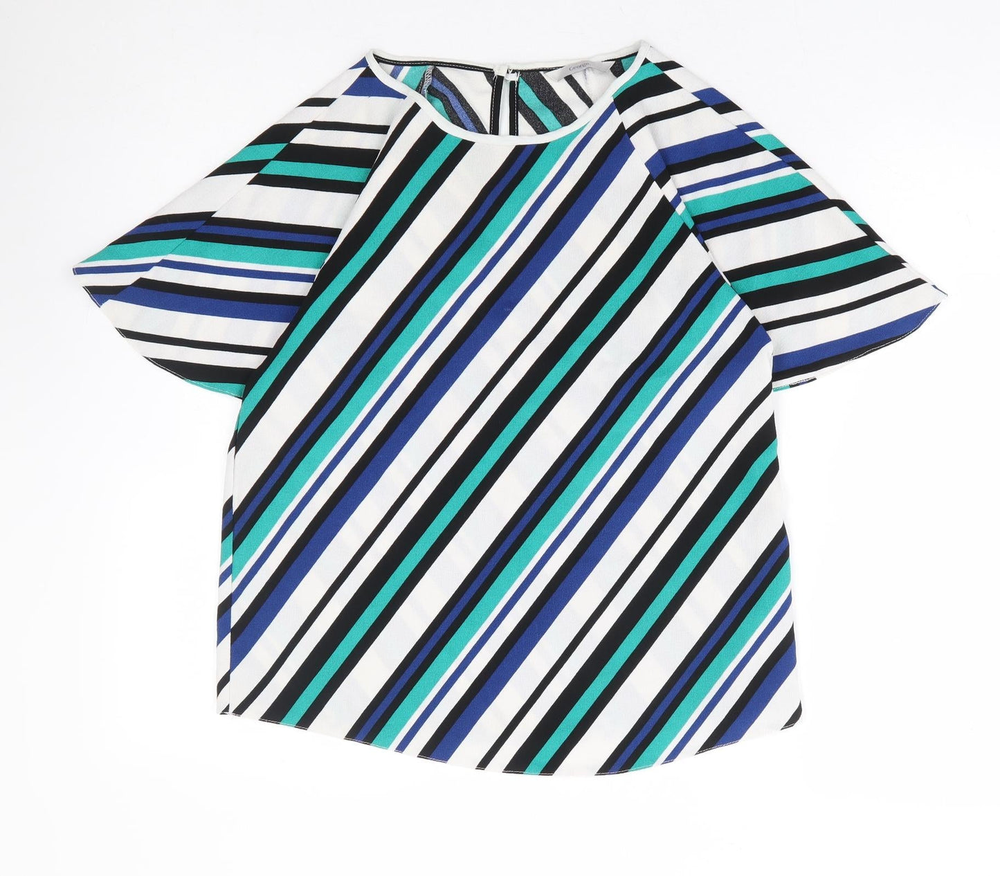 George Womens Multicoloured Striped Polyester Basic T-Shirt Size 10 Round Neck - Angel Sleeve
