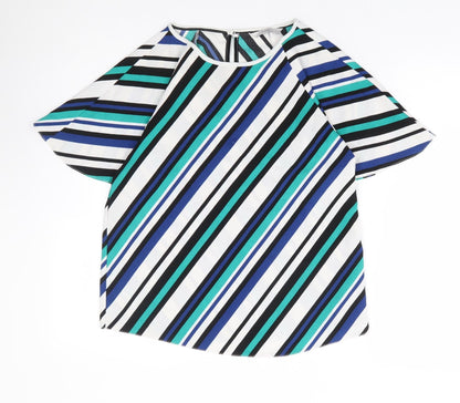 George Womens Multicoloured Striped Polyester Basic T-Shirt Size 10 Round Neck - Angel Sleeve