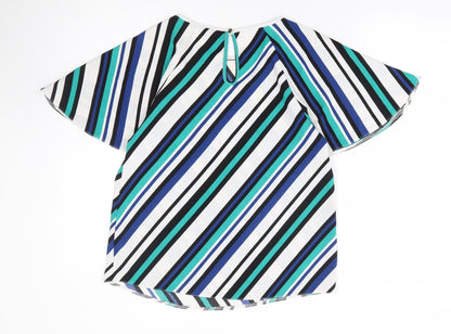 George Womens Multicoloured Striped Polyester Basic T-Shirt Size 10 Round Neck - Angel Sleeve