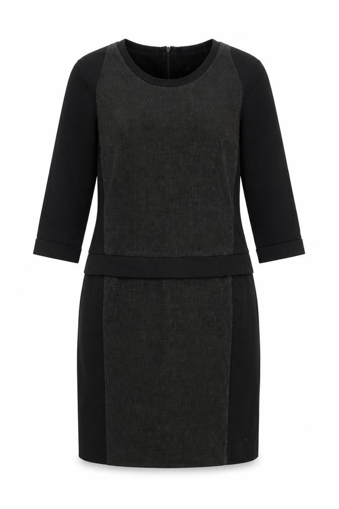 Sandwich Womens Black Geometric Viscose Pencil Dress Size 10 Round Neck Zip