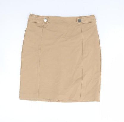 M&Co Womens Beige Viscose Mini Skirt Size 10 Zip
