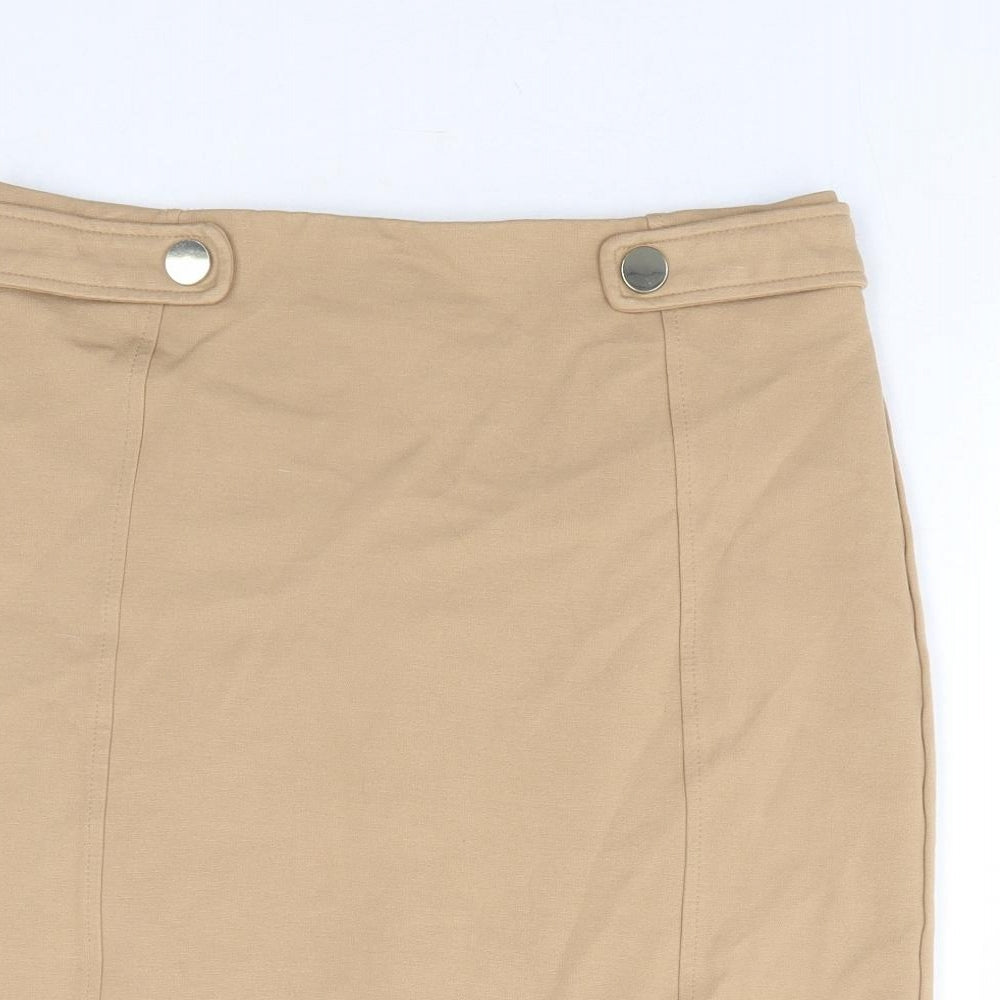 M&Co Womens Beige Viscose Mini Skirt Size 10 Zip