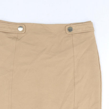 M&Co Womens Beige Viscose Mini Skirt Size 10 Zip