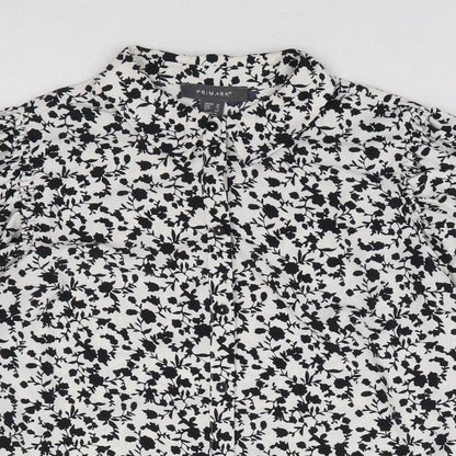 Primark Womens White Floral Polyester Basic Button-Up Size 10 Collared