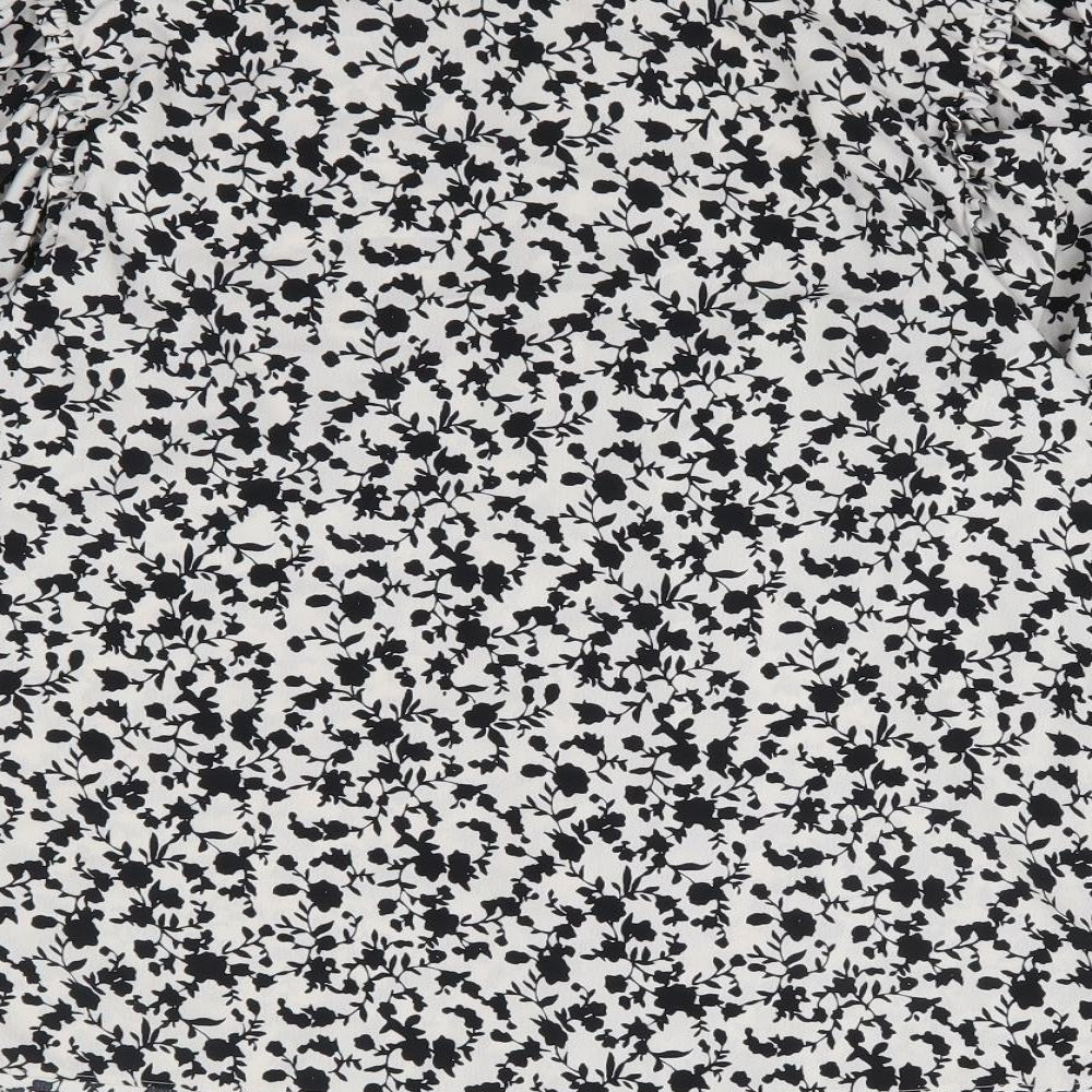 Primark Womens White Floral Polyester Basic Button-Up Size 10 Collared