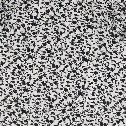 Primark Womens White Floral Polyester Basic Button-Up Size 10 Collared