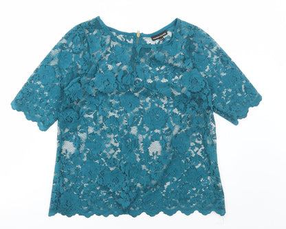 Womens UK Size 12 Warehouse Green Basic Blouse
