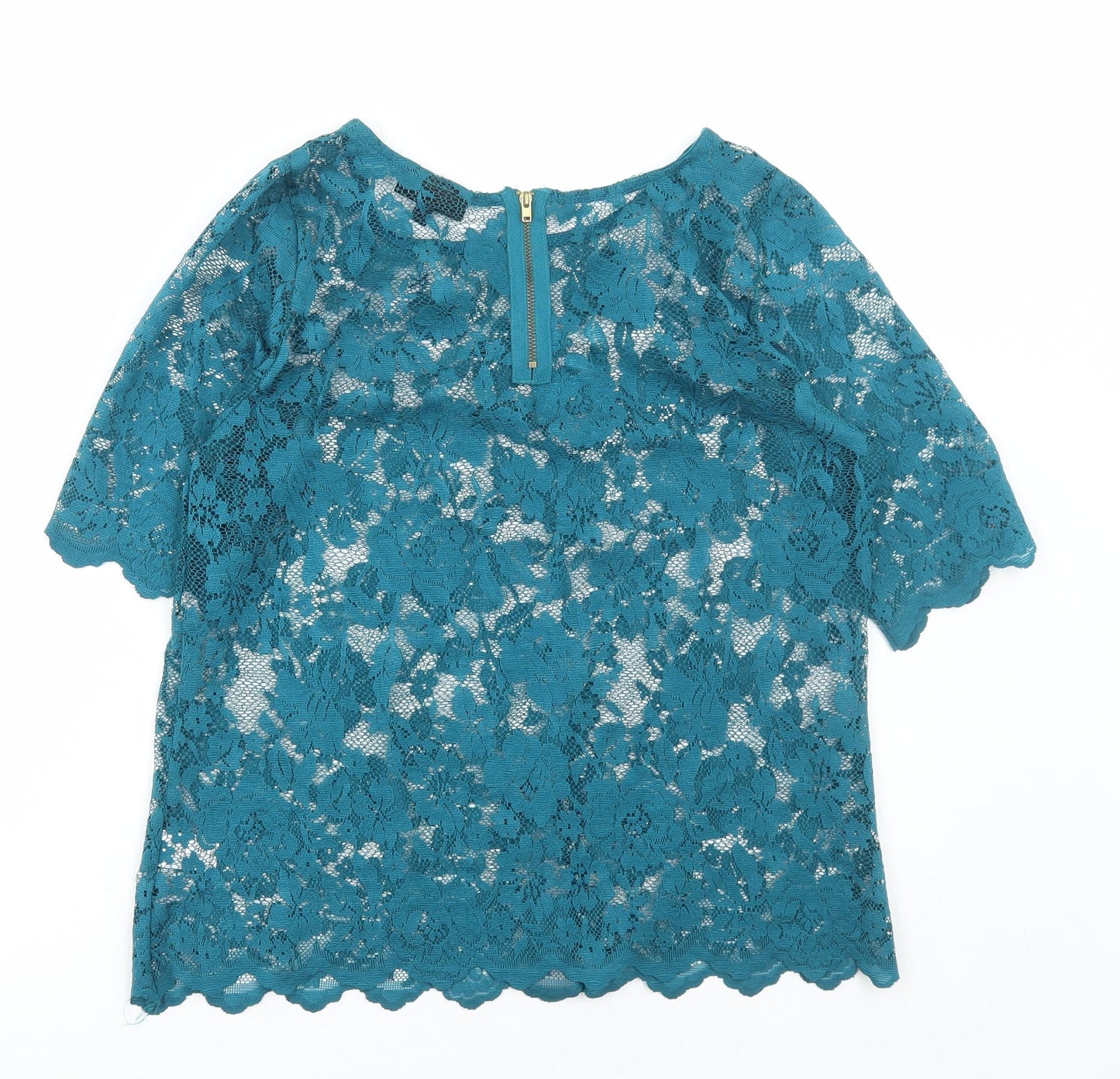 Womens UK Size 12 Warehouse Green Basic Blouse