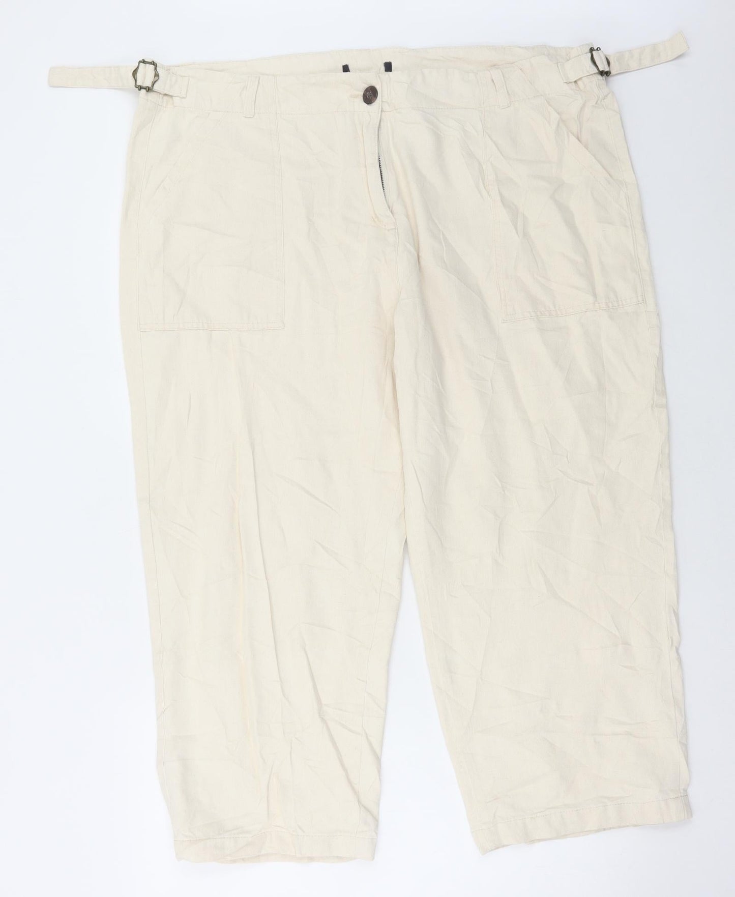 Womens UK Size 42 in Marks and Spencer Regular Fit Cropped Ivory Jeans