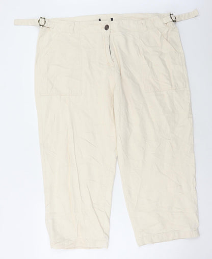 Womens UK Size 42 in Marks and Spencer Regular Fit Cropped Ivory Jeans