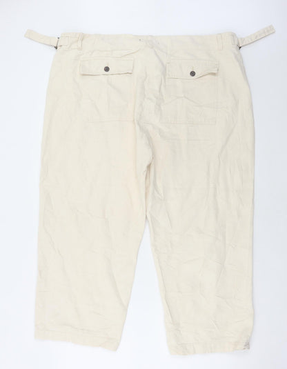Womens UK Size 42 in Marks and Spencer Regular Fit Cropped Ivory Jeans