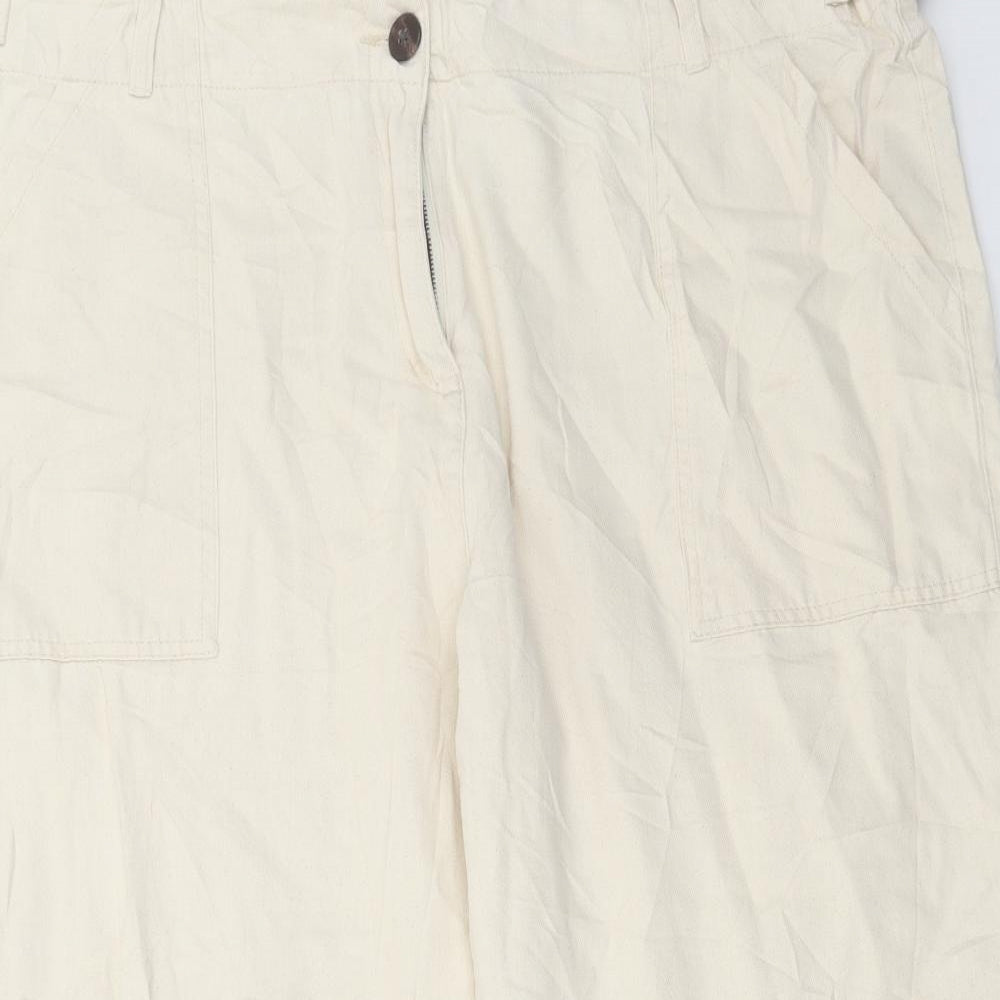 Womens UK Size 42 in Marks and Spencer Regular Fit Cropped Ivory Jeans