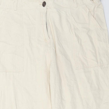 Womens UK Size 42 in Marks and Spencer Regular Fit Cropped Ivory Jeans