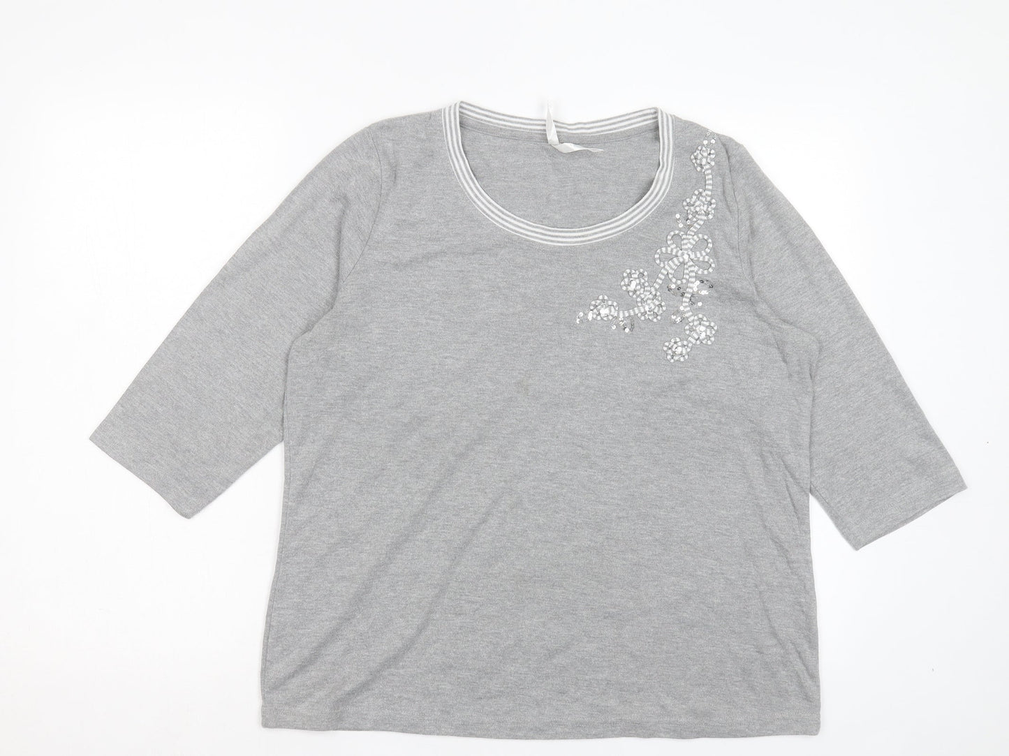 Womens UK Size M Bonmarché Grey Basic T-Shirt