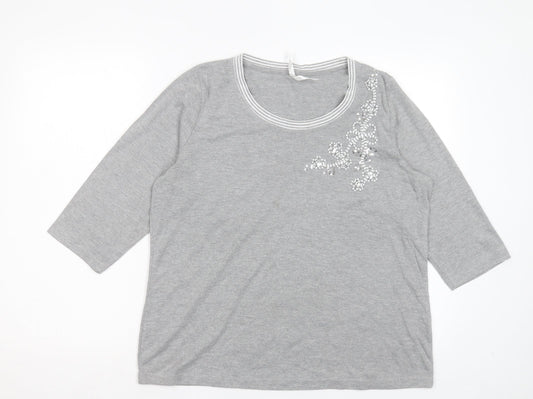 Womens UK Size M Bonmarché Grey Basic T-Shirt