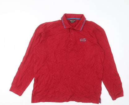 Atlas Mens Red Cotton Polo Size M Collared Button