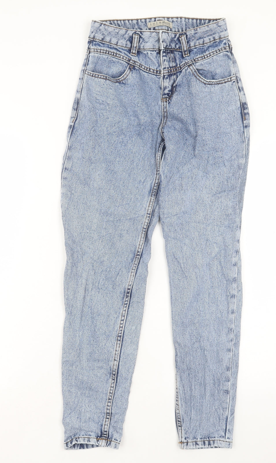 Denim&co Womens Blue Cotton Straight Jeans Size 4 L27 in Regular Button