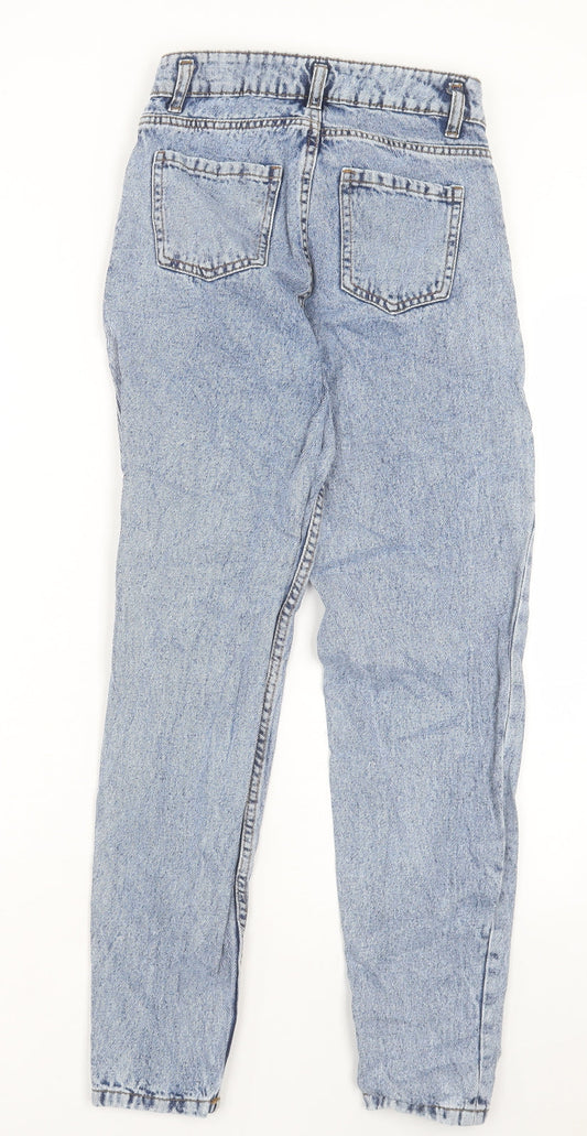Denim&co Womens Blue Cotton Straight Jeans Size 4 L27 in Regular Button