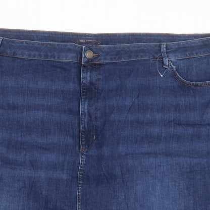 Marks and Spencer Womens Blue Cotton A-Line Skirt Size 30 Button