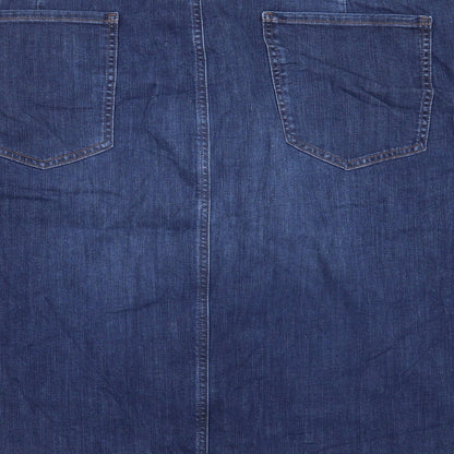 Marks and Spencer Womens Blue Cotton A-Line Skirt Size 30 Button