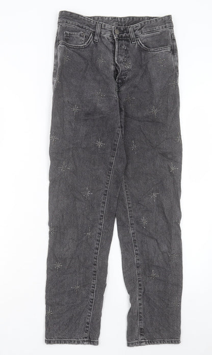 Womens UK Size 25 in H&M Regular Fit Boyfriend Grey Jeans