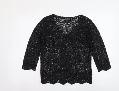 Womens UK Size S Casamia Black Basic Blouse