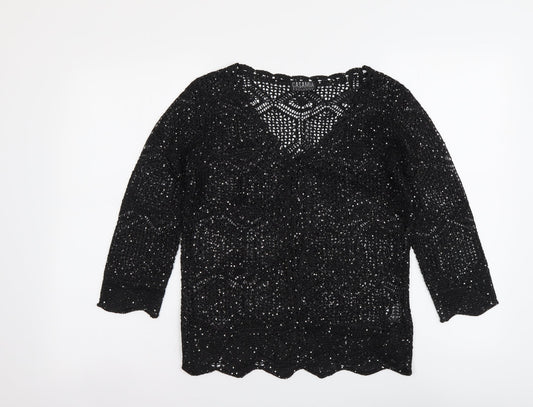 Womens UK Size S Casamia Black Basic Blouse