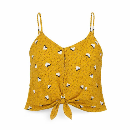 Womens UK Size 10 Primark Yellow Cropped Button-Up
