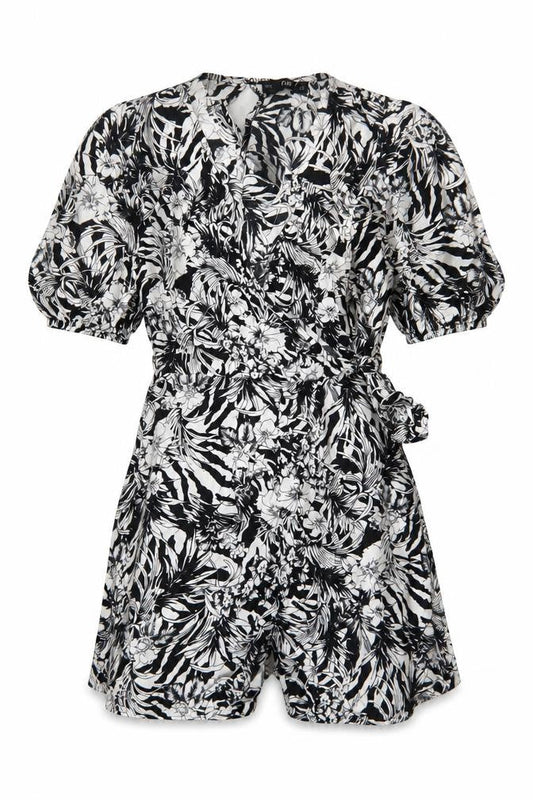 Womens UK Size 8 F&F One-Piece Black Playsuit