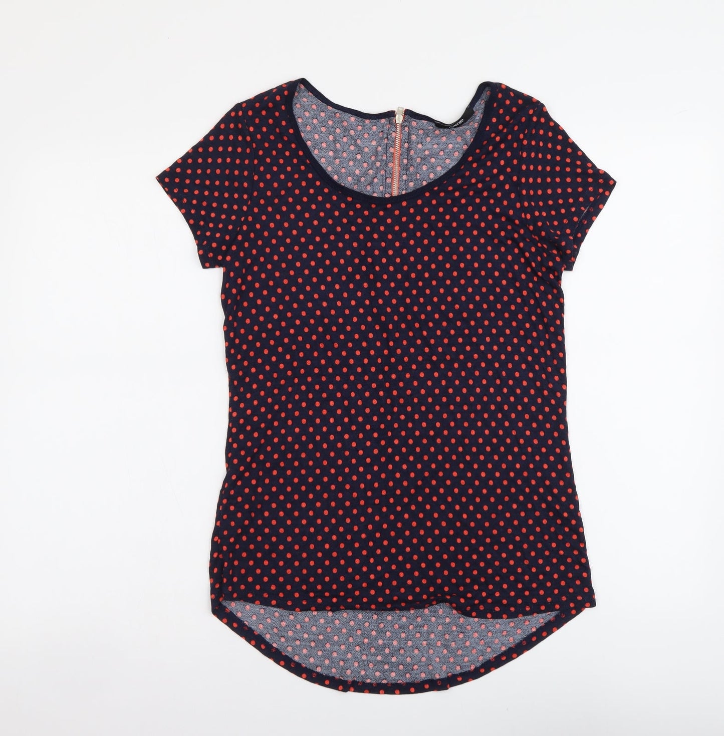 George Womens Blue Polka Dot Viscose Basic Blouse Size 12 Round Neck