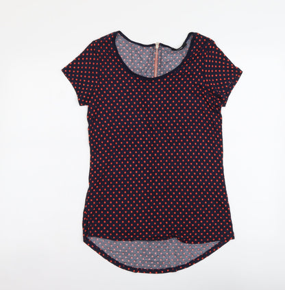 George Womens Blue Polka Dot Viscose Basic Blouse Size 12 Round Neck