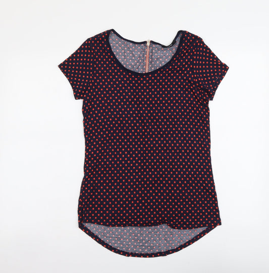 George Womens Blue Polka Dot Viscose Basic Blouse Size 12 Round Neck