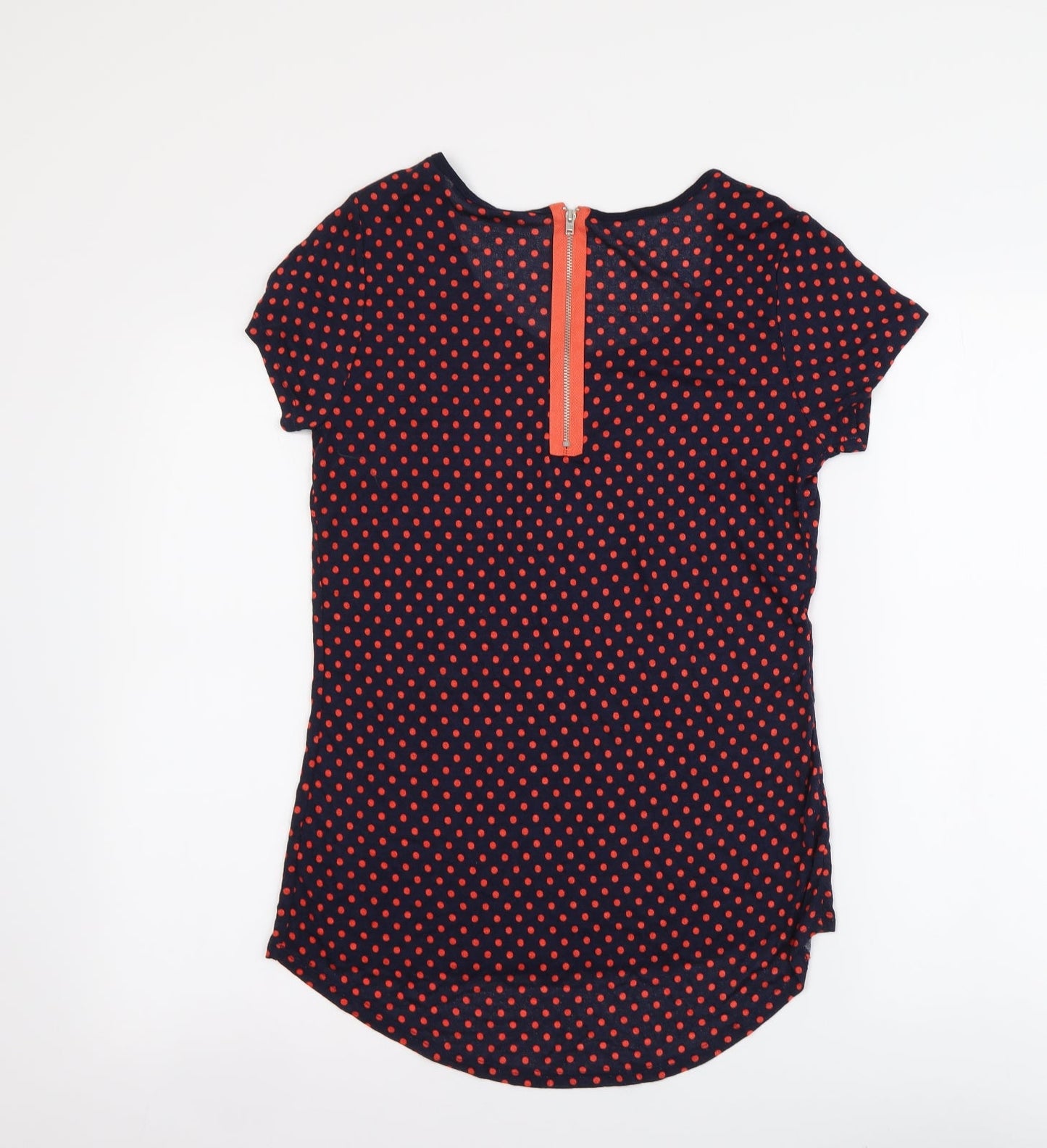 George Womens Blue Polka Dot Viscose Basic Blouse Size 12 Round Neck