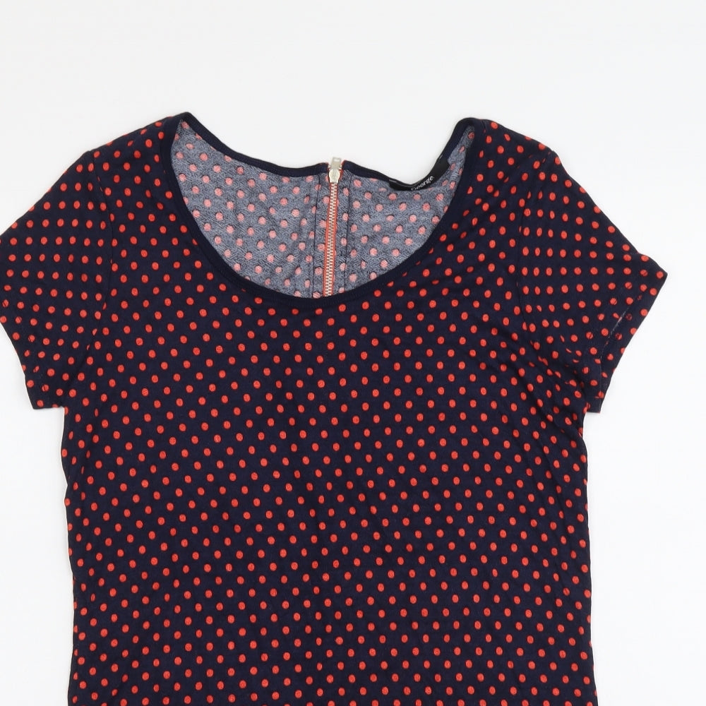 George Womens Blue Polka Dot Viscose Basic Blouse Size 12 Round Neck
