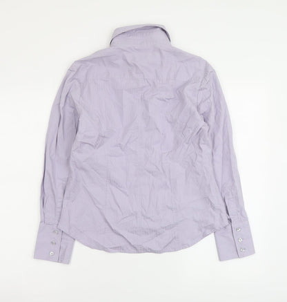Avenue Womens Purple Striped Cotton Basic Button-Up Size 12 Collared