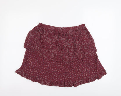 NEXT Womens Red Geometric Viscose A-Line Skirt Size 12 Drawstring