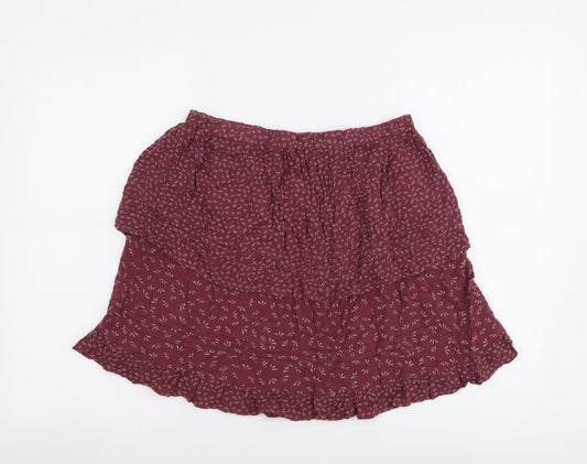 NEXT Womens Red Geometric Viscose A-Line Skirt Size 12 Drawstring